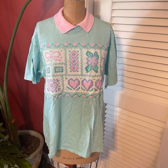 VINTAGE | GOPHER SPORT | pastel grannycore shirt L - Picture 1 of 6